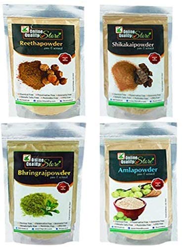 Online Quality Store Amla Reetha Shikakai Bhringraj Powder (225 g x 4) -All Are in Separate Packaging