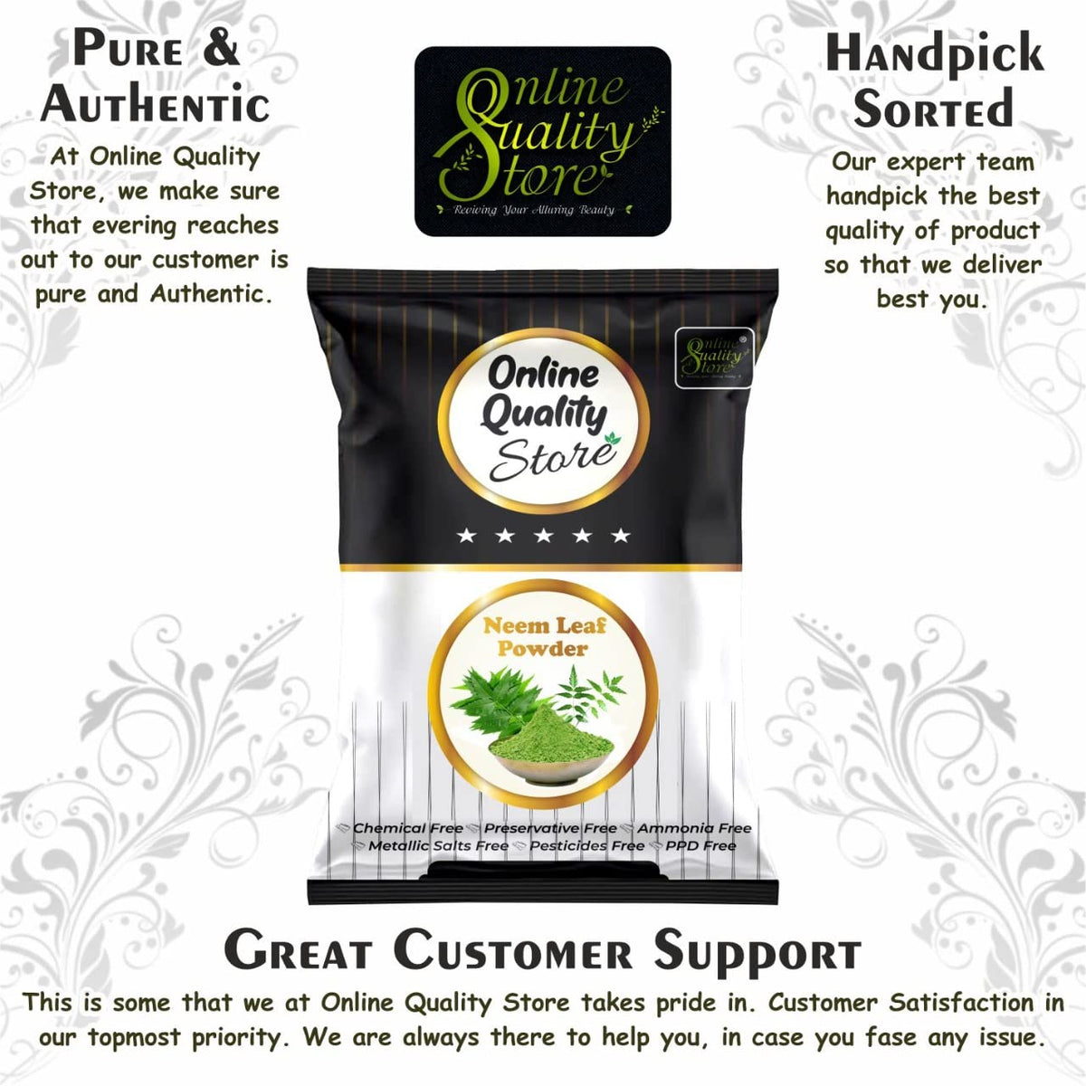 Online Quality Store neem powder for face pack |neem powder |neem powder for face pack organic |pure neem powder |pure organic neem powder for face,body,skin,hair,plants |azadirachta indica,100g