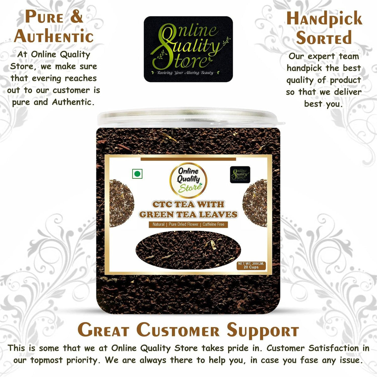 Online Quality Store CTC Tea With Green Tea Leaves - 200g | Chai Patti | Chai | Tea | Tea Leaf | Premium Tea | Assam CTC Tea | Milk Tea