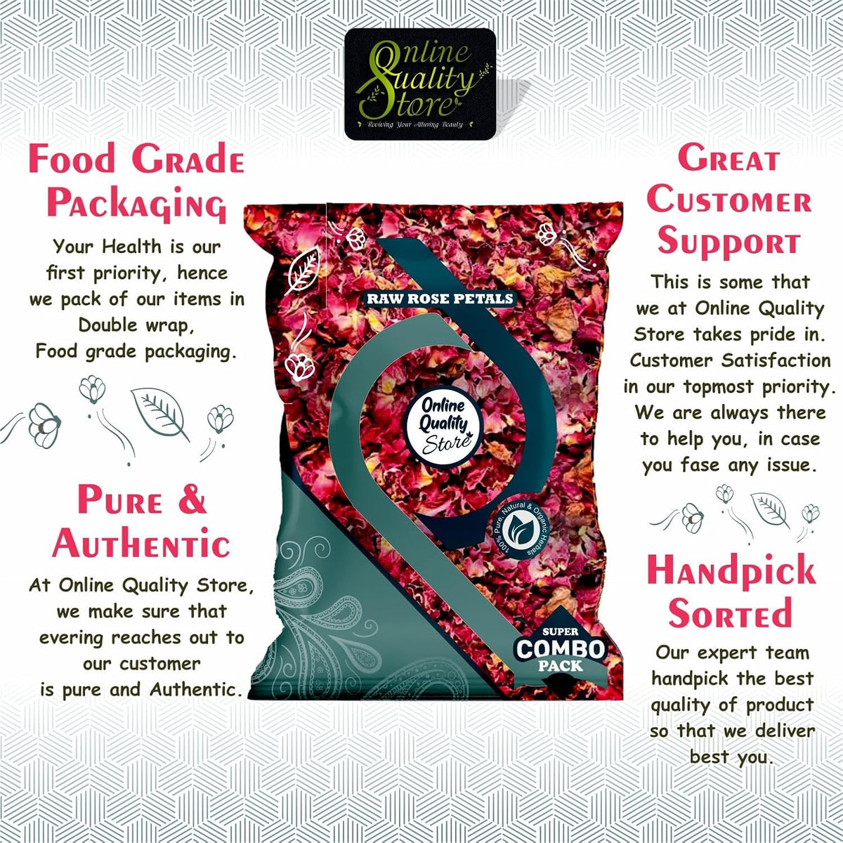 Online Quality Store Gulab Patti|Rosa Gallica|Dry Rose Petal|Dried Rose Petals|Rose Petals Sun Dried for Beautiful Hair & Skin-100g