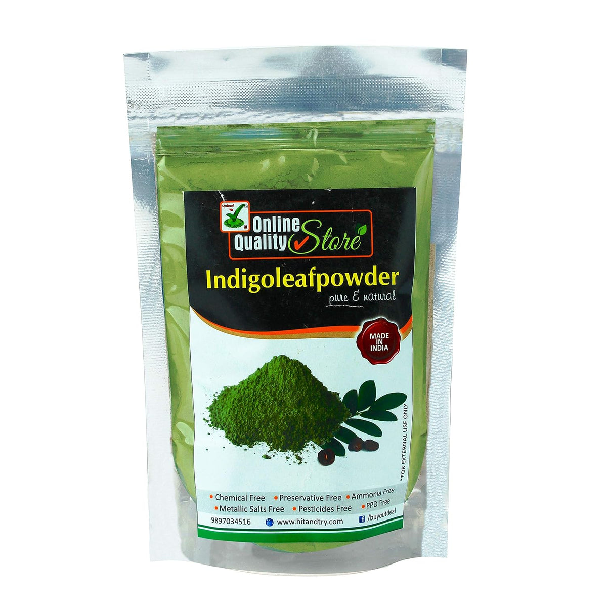 Online Quality Store Indigo powder for hair and Beard Dye - Black - Pure and Natural Lab tested (700 gram)