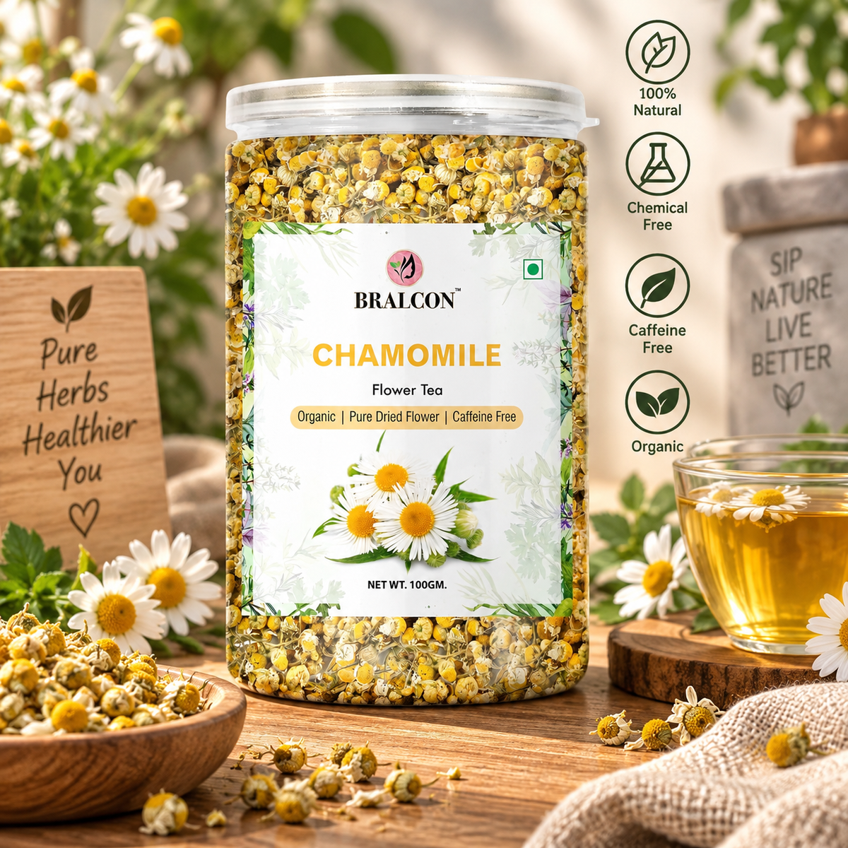 BRALCON Organic Chamomile Flower Tea - 100g
