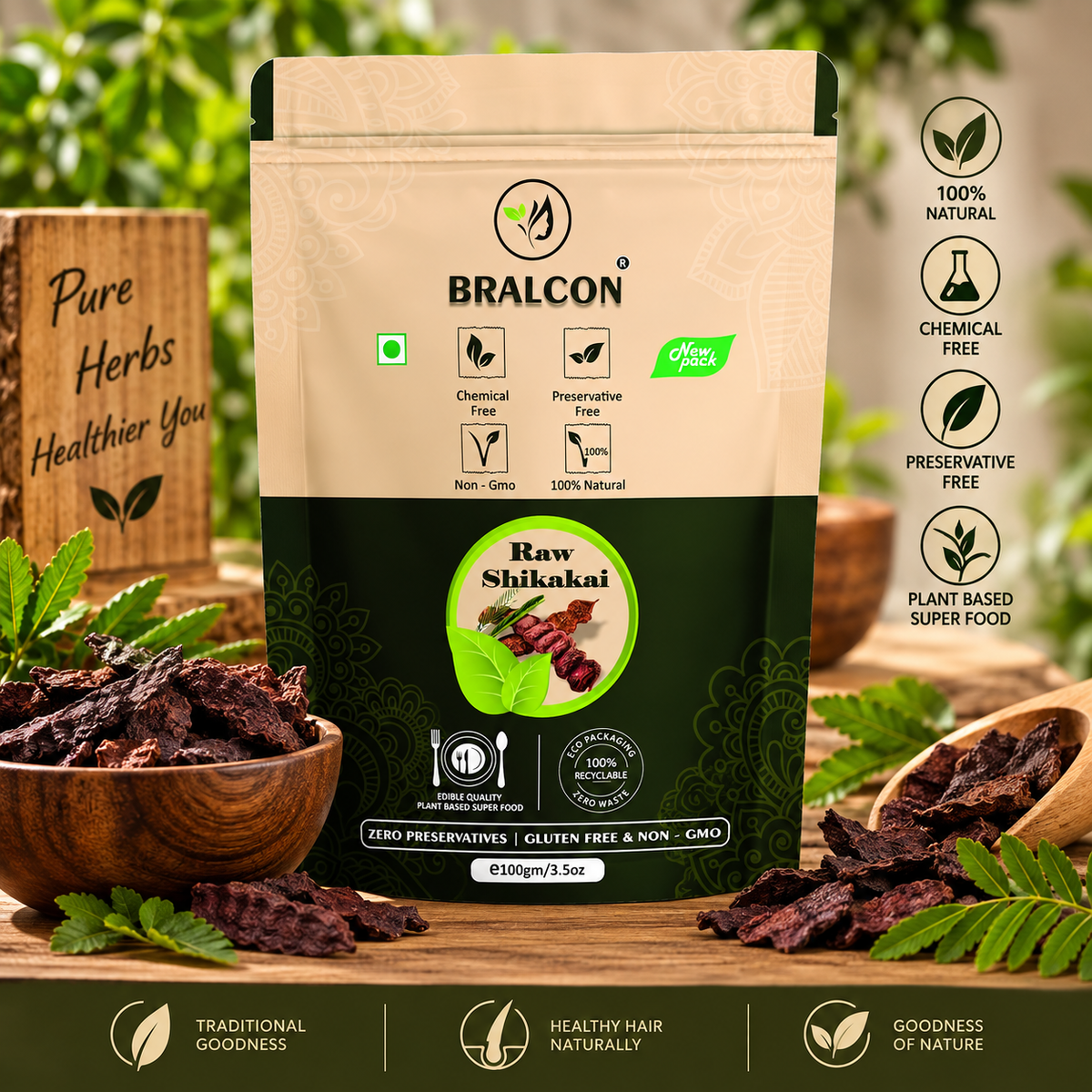 BRALCON Organic Raw Shikakai-100g