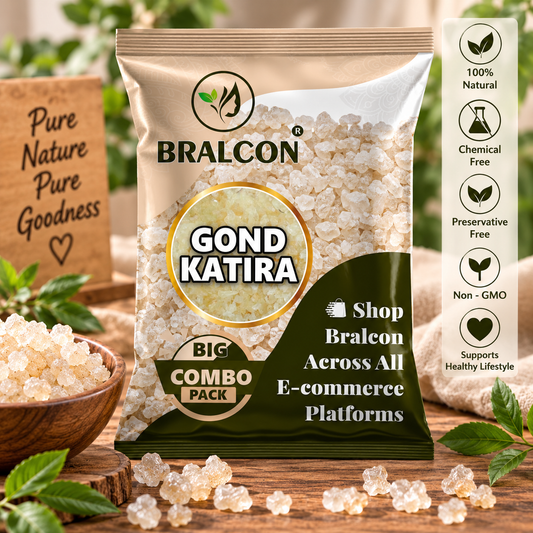 BRALCON Gond Katira Pure (Edible Gum) - 900gm | Natural Crystal Gum | Food Grade Gond Katira | Cooling Ingredient for Summer Drinks, Desserts & Recipes (900gm Pack)