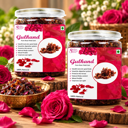 Online Quality Store Natural Gulkand (Rose Petal Jam), 900g | Sun-Cooked Damask Rose Petals & Rock Sugar |Pure gulkand Organic| Gulkand for Paan