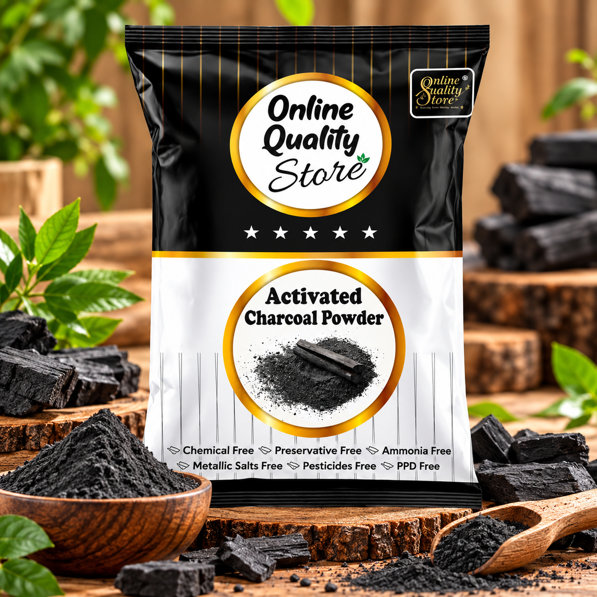 Online Quality Store Herbal Powder Combo for Hair and Face (Activated Charcoal)