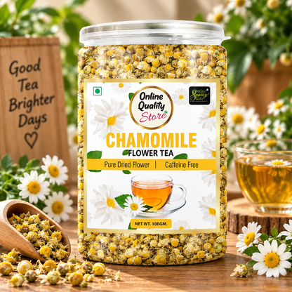 Online Quality Store Organic Chamomile Flower Tea - 100g | Caffeine Free Herbal Tea| Chamomile Tea