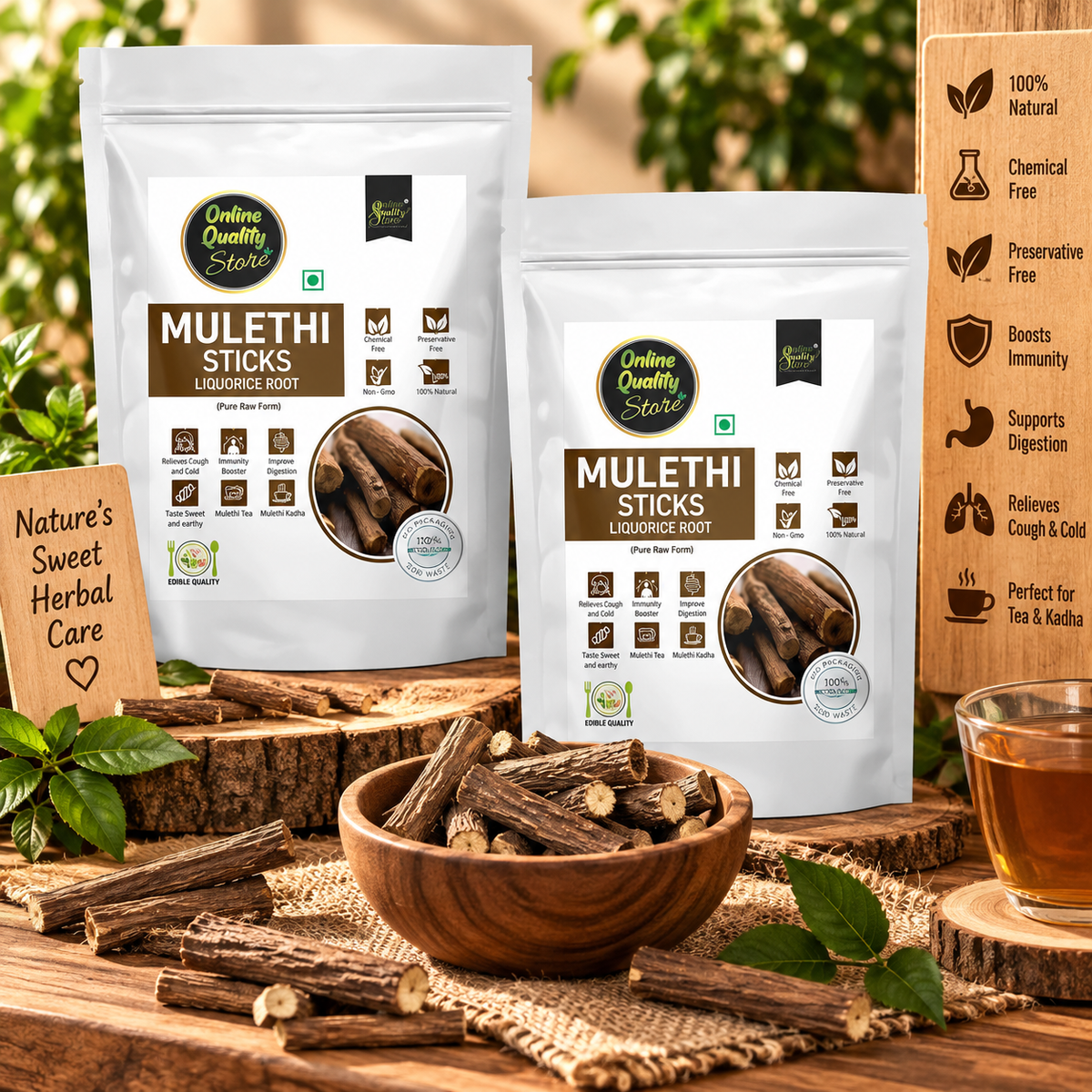 Online Quality Store Mulethi Stick For Eating -100g (Pack of 2)| Liquorice Roots|Licorice Roots