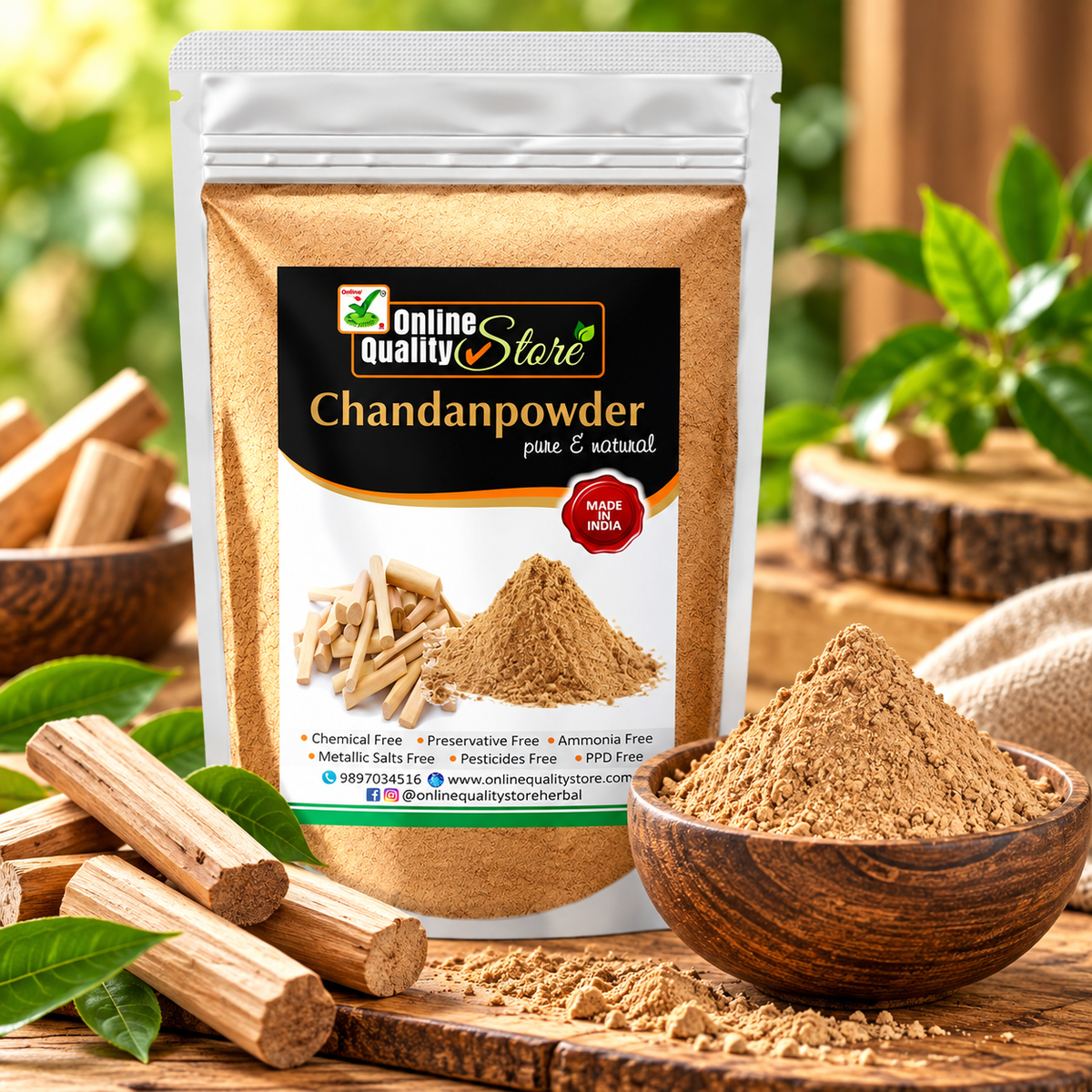 Online Quality Store Chan Pure Chandan powder for face 100% Herbal and Orignal Lab tested report attached (300 grams)