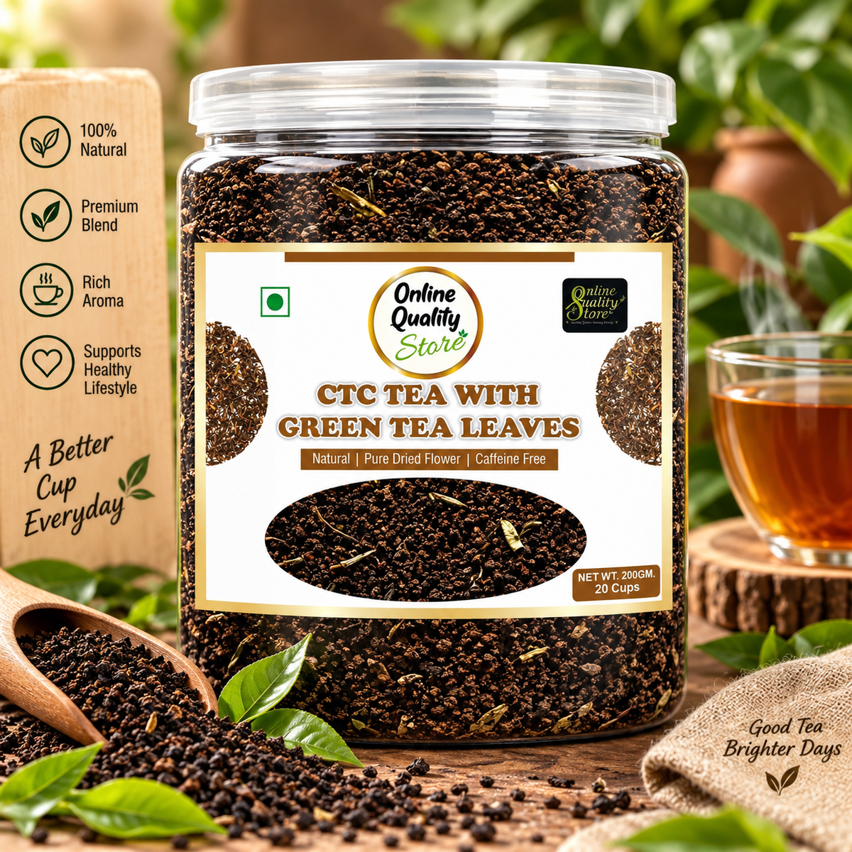 Online Quality Store CTC Tea With Green Tea Leaves - 200g | Chai Patti | Chai | Tea | Tea Leaf | Premium Tea | Assam CTC Tea | Milk Tea