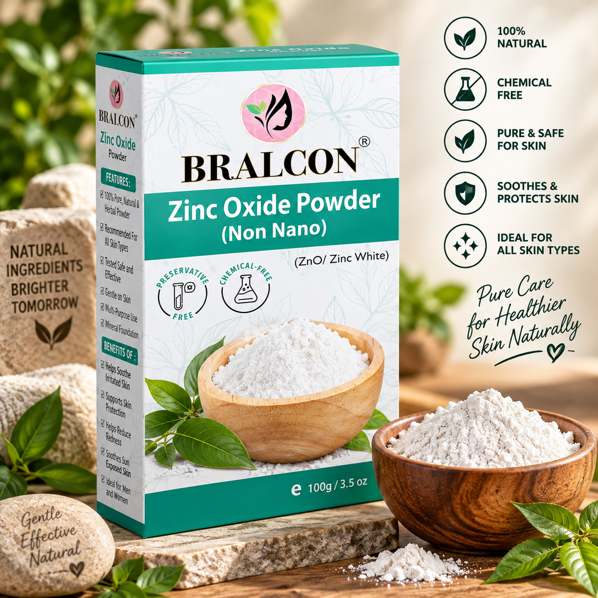 Zinc Oxide Non Nano Powder Sunscreen | Face Pack, Skin Care | Sunscreen Lotion DIY | 100gm | Pack of 1
