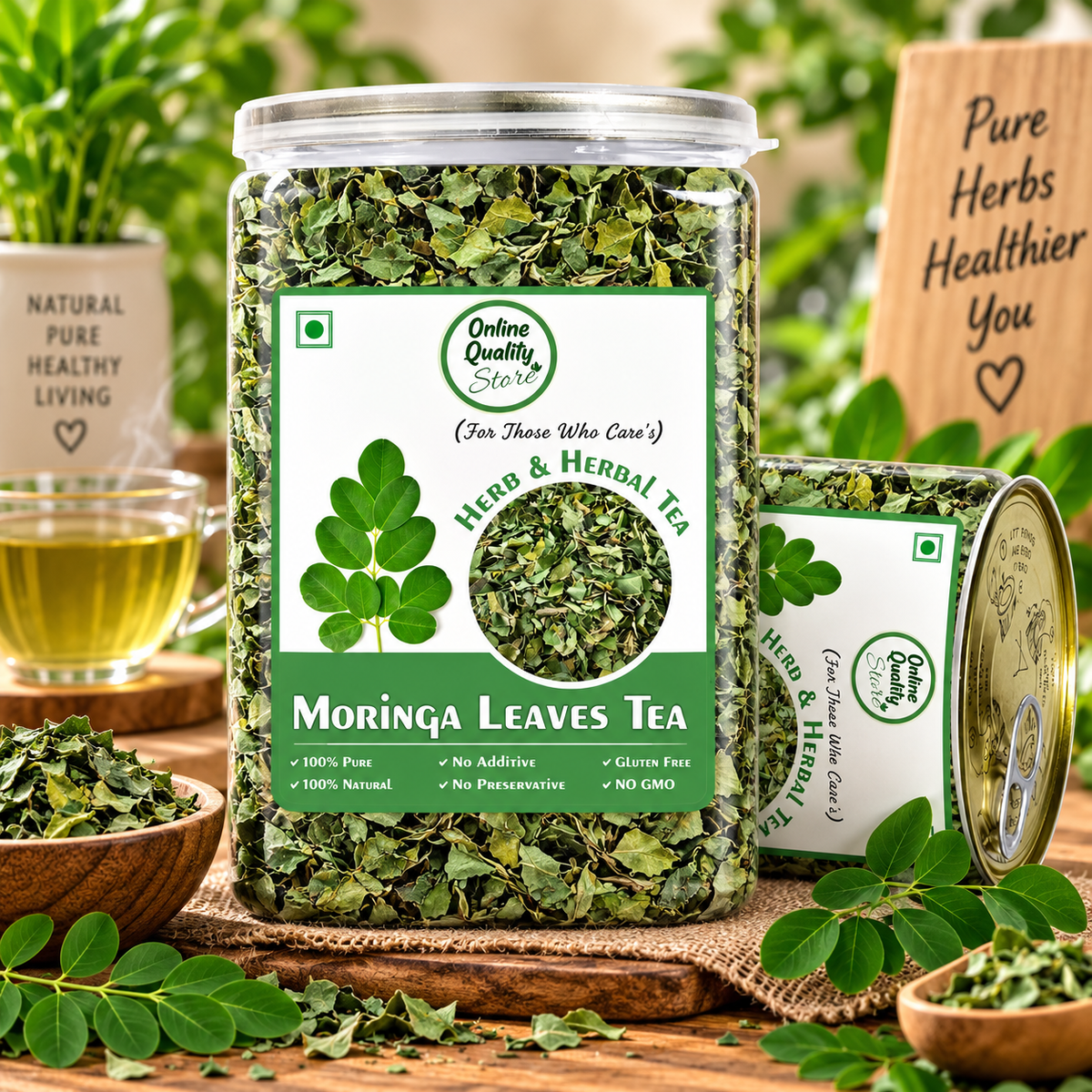Online Quality Store Moringa Loose Leaves Tea - 100 Gm | Moringa Leaves Herbal Tea | Moringa Green Tea | Green Tea | Natural Tea