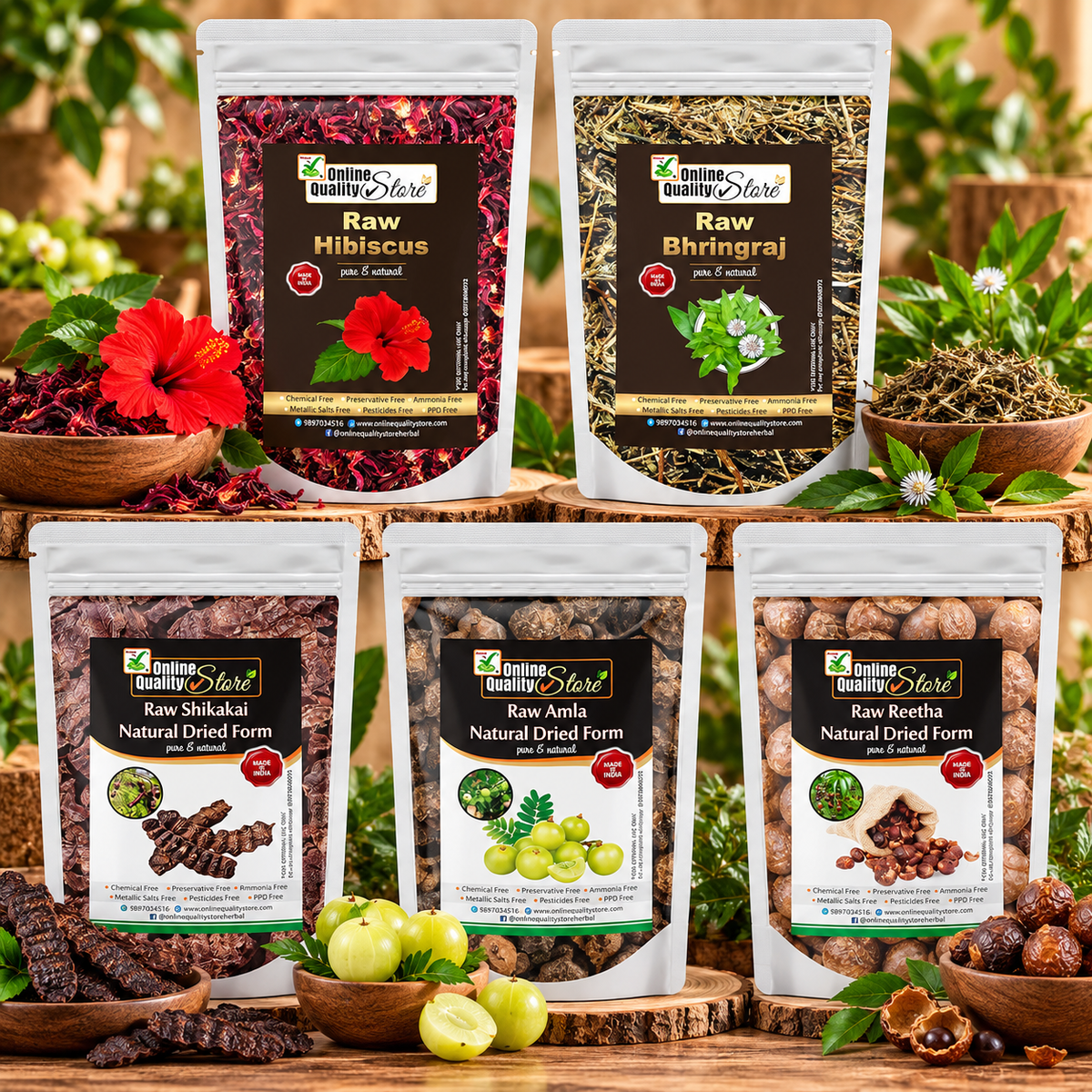 Online Quality Store herbal hair shampoo and hair mask(RAw form -Amla,Reetha, Shikakai,bhringraj and Hibiscus) (Raw_Reetha_Amla_Shikakai_Bringraj_Hibiscous_500g)