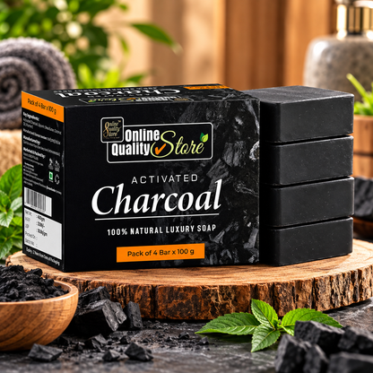 Online Quality Store Activated charcoal soap(100 grams each, Black, Pack of 4)