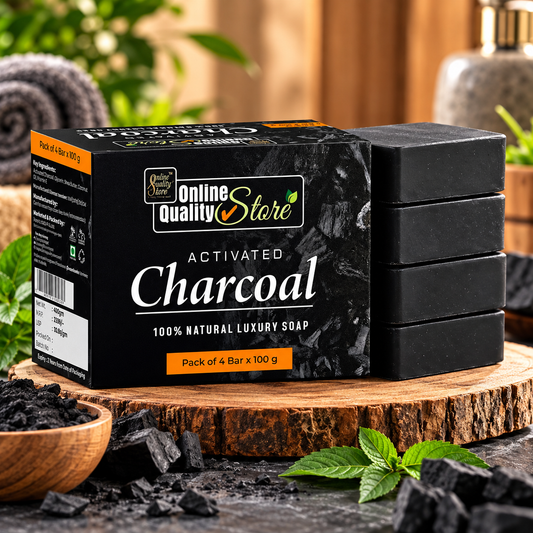 Online Quality Store Activated charcoal soap(100 grams each, Black, Pack of 4)