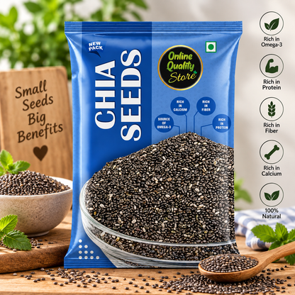 Online Quality Store Organic Chia Seeds -100gm | Omega 3 and rich in Fiber, Calcium & Protien