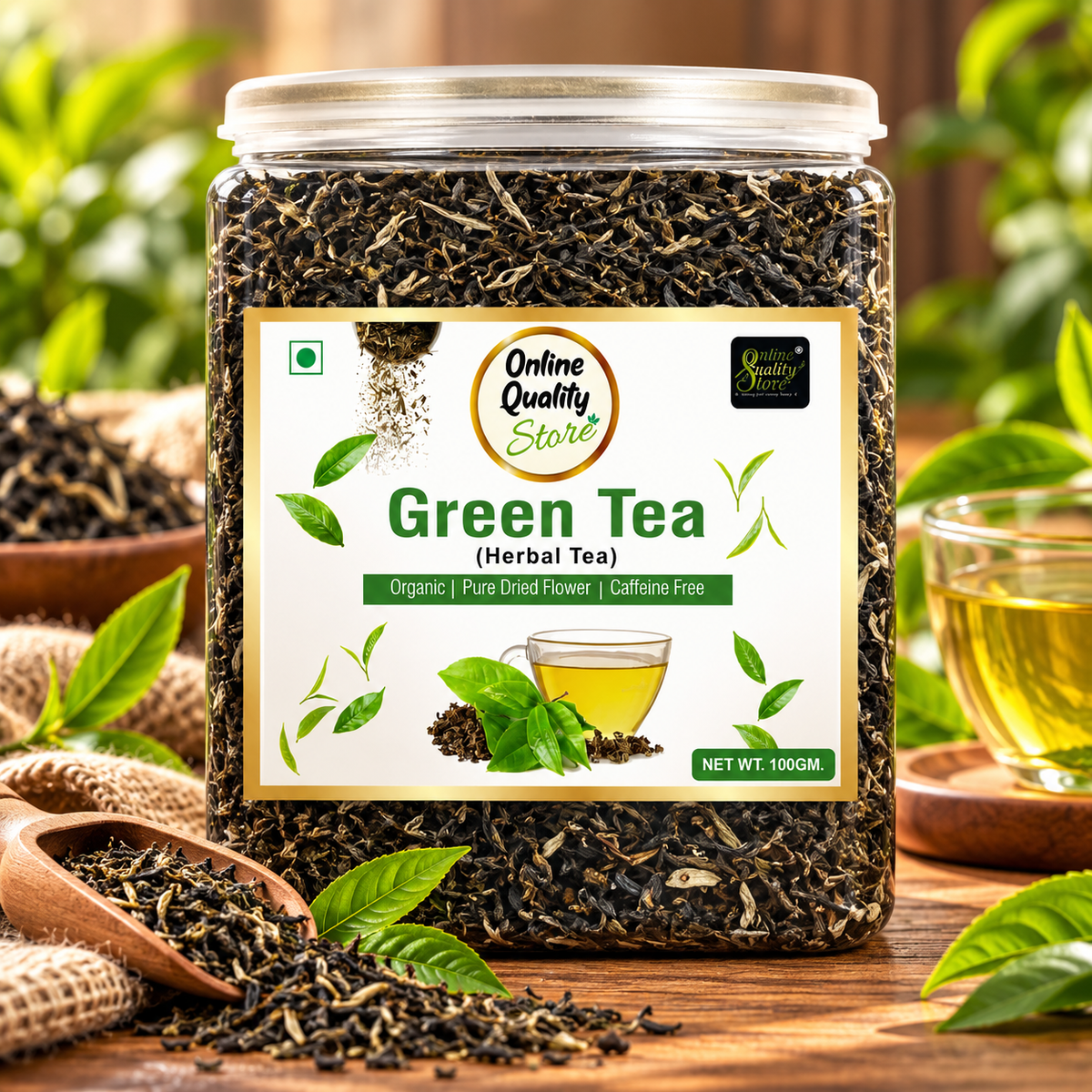 Online Quality Store Organic Green Tea - 100g | 100% Pure & Natural Herbal Green Tea Leaves | Whole Long Green Tea Leaf | Boost immunity