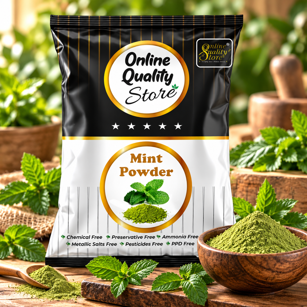 Online Quality Store Herbal Mint Powder for Hair and Face |Pudina Powder for Face |Mint Powder for Skin | Mint Powder for Hair | No added Chemicals, 100 Grams