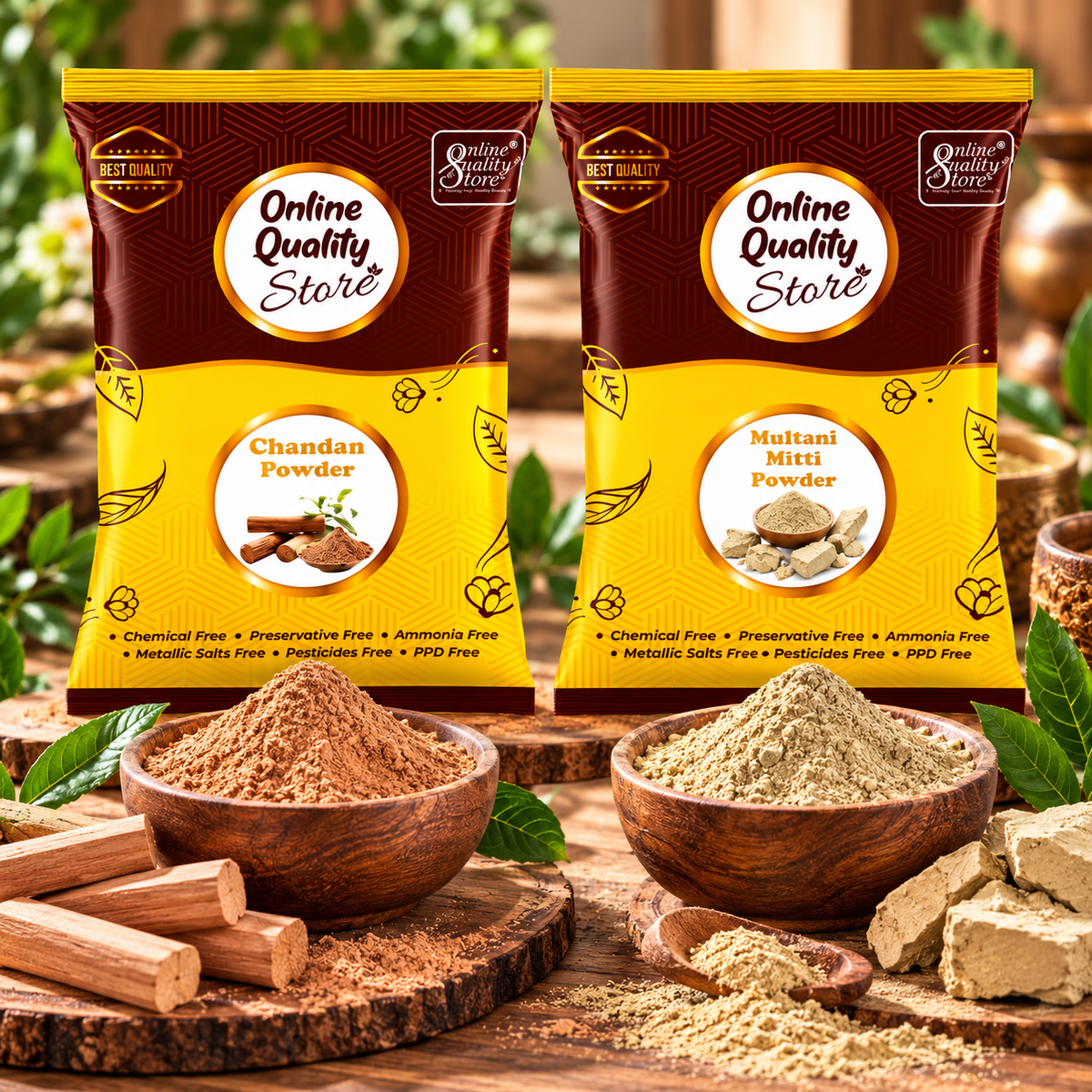 Online Quality Store Pure Organic Sandalwood Powder For Skin Whitening (Chandan Powder 150g) + Pure Multani Mitti Powder (250g), 400g