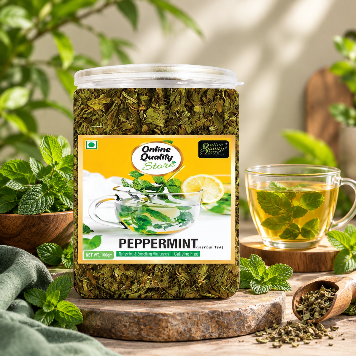 Online Quality Store Peppermint Tea, 100gm Loose Leaf Tea | Peppermint Tea Leaves Herbal Green Tea for Boost Immunity