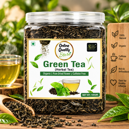 Online Quality Store Organic Green Tea - 100g | 100% Pure & Natural Herbal Green Tea Leaves | Whole Long Green Tea Leaf | Boost immunity