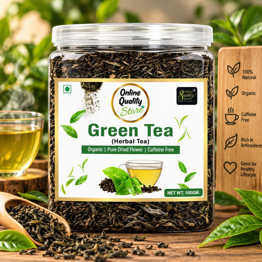 Online Quality Store Organic Green Tea - 100g | 100% Pure & Natural Herbal Green Tea Leaves | Whole Long Green Tea Leaf | Boost immunity