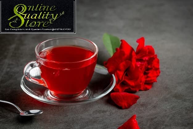 Online Quality Store Organic Rose Flower Tea - 100g | Pure Persian Rose Petals | Caffeine Free Herbal Tea | Use for Iced Tea, Cocktails | Cures Sore throat |Rose Tea |Dried Leaves Rose Herbal Tea