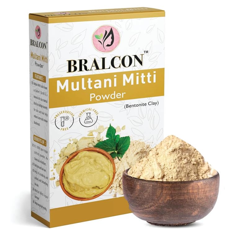 BRALCON Activated Charcoal, Chandan, Orange, Multani Mitti Powder Combo-400g(100g x 4 Pack)