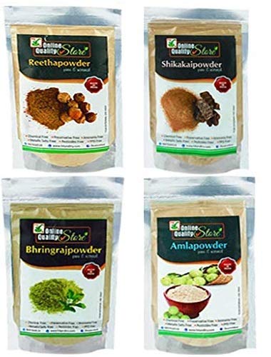 Amla Reetha Shikakai Bhringraj Powder - Organic offer of the day (100 Grams * 4) - All are in separate packaging