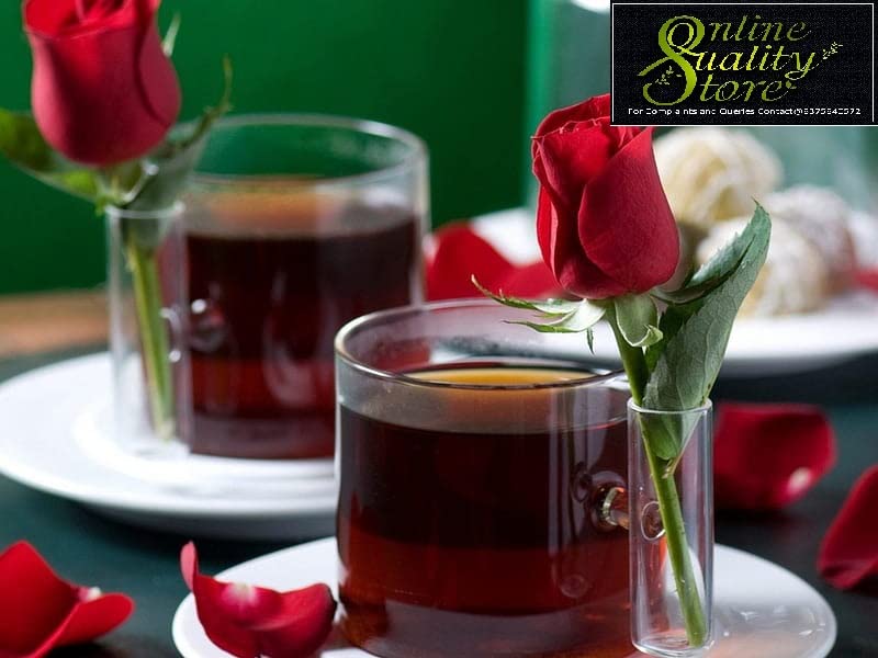 Online Quality Store Organic Rose Flower Tea - 100g | Pure Persian Rose Petals | Caffeine Free Herbal Tea | Use for Iced Tea, Cocktails | Cures Sore throat |Rose Tea |Dried Leaves Rose Herbal Tea
