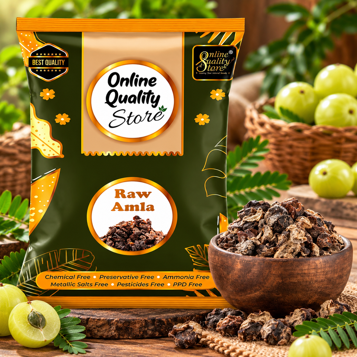 Online Quality Store Raw Amla For Hair Natural (Amla) Dried Form, 400g