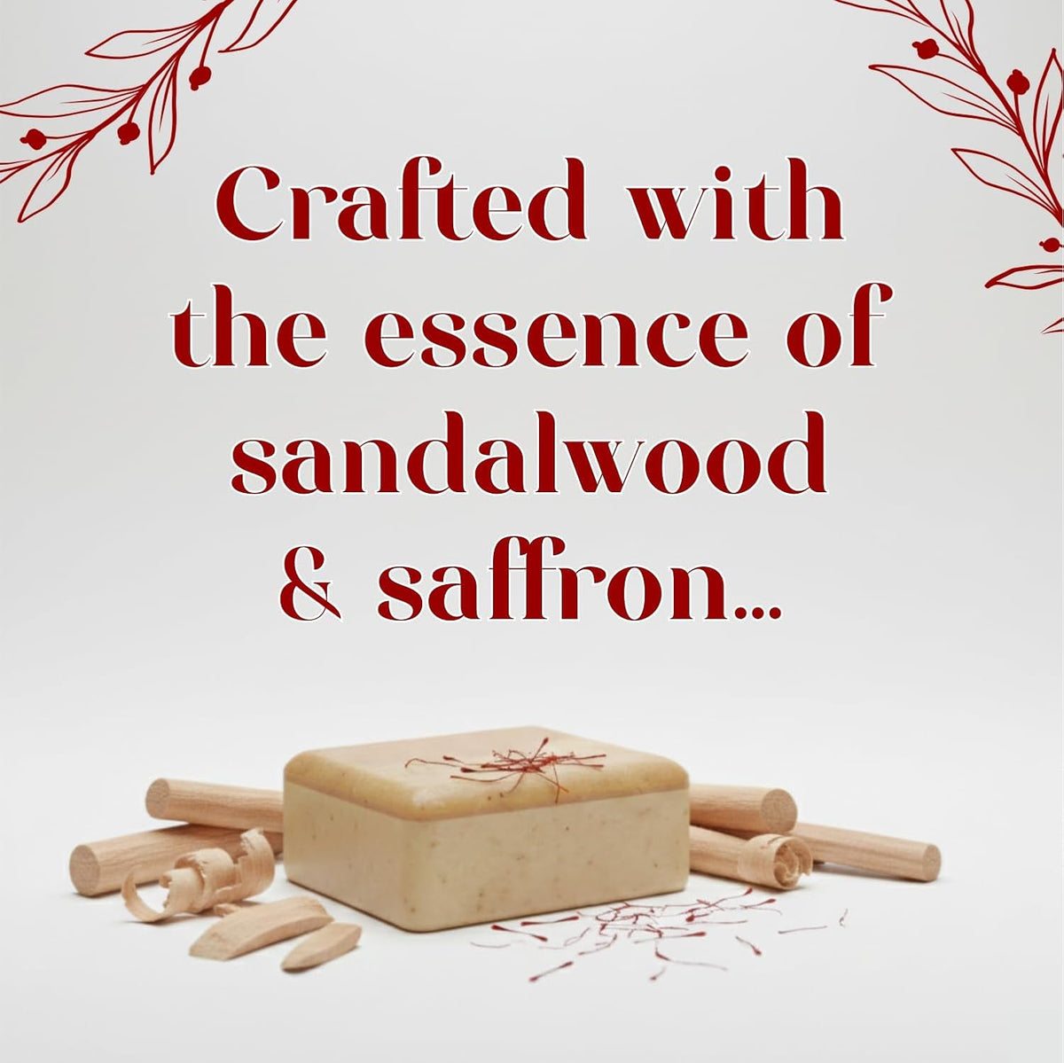 Sandalwood and Saffron Natural Luxury Soap, 100g Bars, Pack of 4, 100% Natural Ingredients