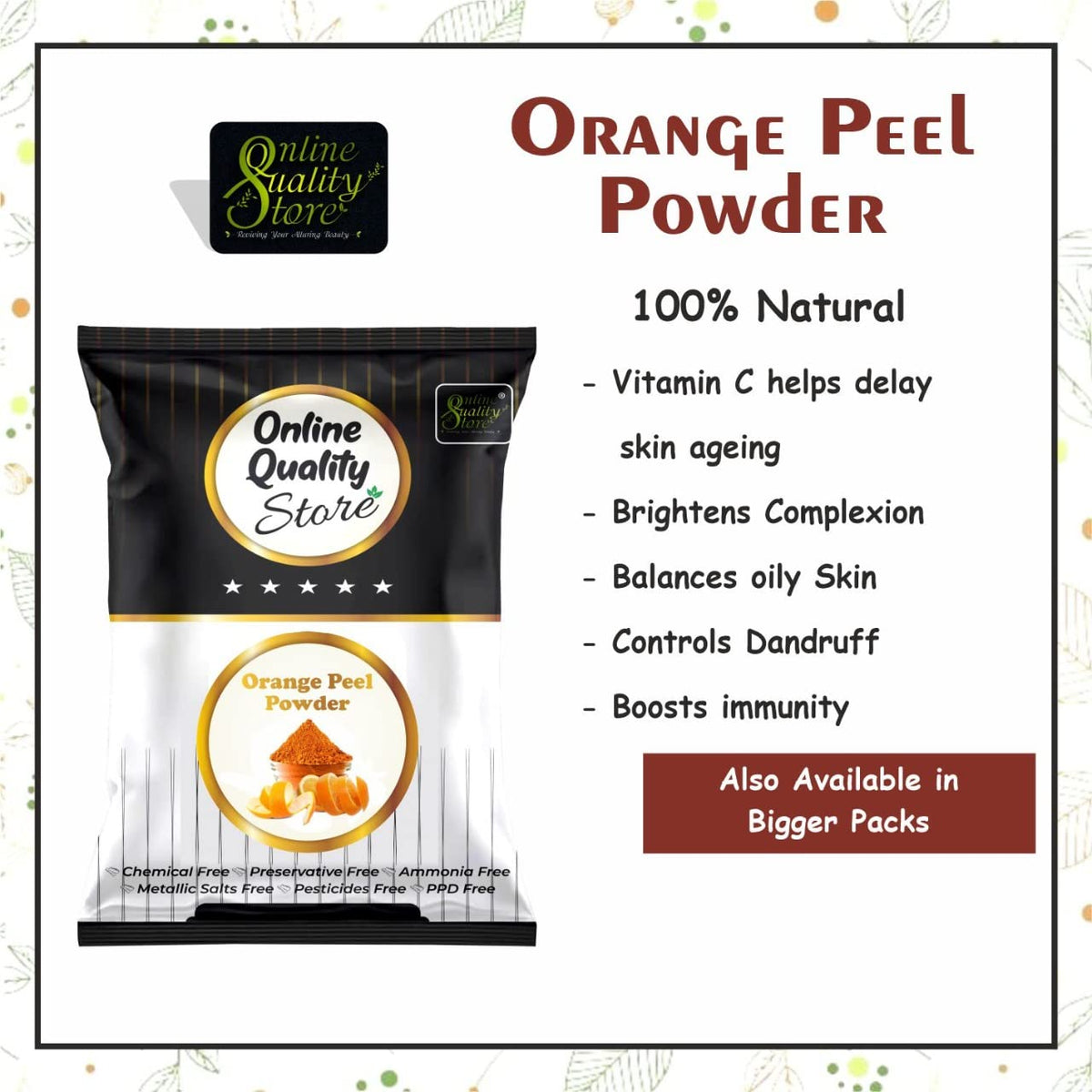 Online Quality Store Face Pack, Combo Pack of Multani Mitti 300g, Chandan Powder 100g, Orange Peel Powder 100g, Neem Powder100g and Rose Powder 100g, Kasturi Turmeric 100 g, Pomegranate Powder 100 g