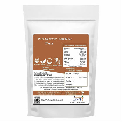 Online Quality Store Organic Shatavari Root Powder - 100g | Shatavari Kalpa Powder Shatavari Churna