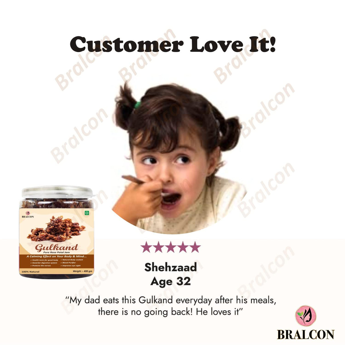 BRALCON Natural Gulkand (Rose Petal Jam) - 400g