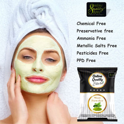 Online Quality Store Herbal Mint Powder for Hair and Face |Pudina Powder for Face |Mint Powder for Skin | Mint Powder for Hair | No added Chemicals, 100 Grams
