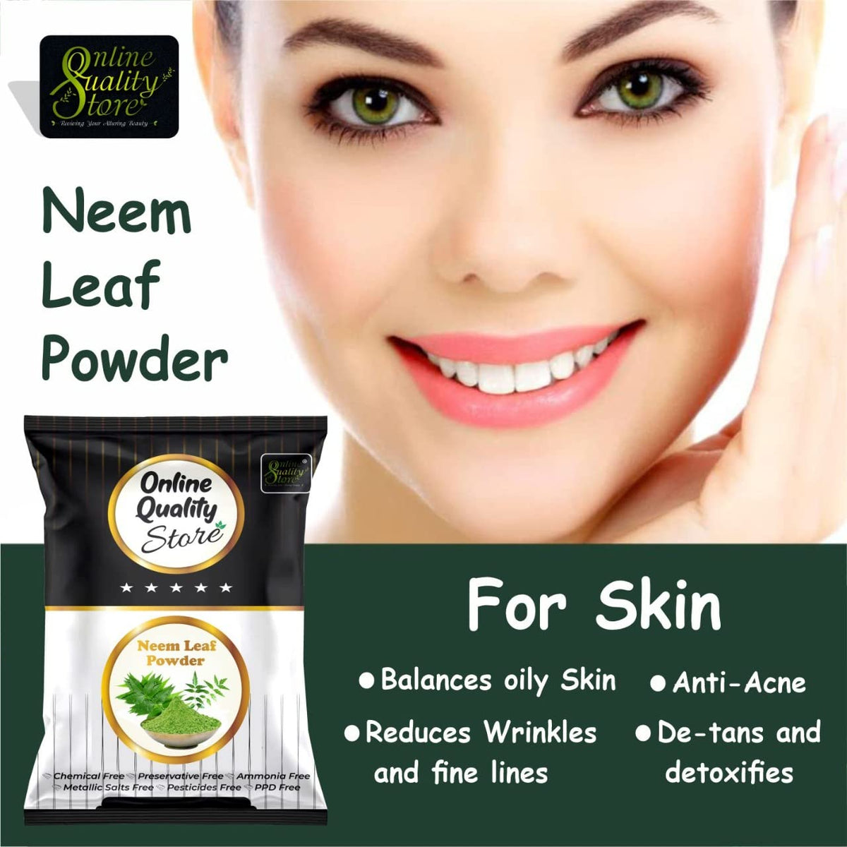 Online Quality Store neem powder for face pack |neem powder |neem powder for face pack organic |pure neem powder |pure organic neem powder for face,body,skin,hair,plants |azadirachta indica,100g
