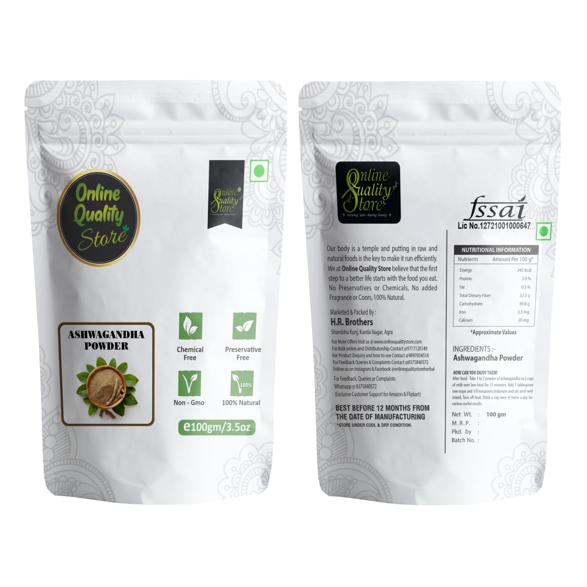 Online Quality Store Organic Ashwagandha Powder - 100g