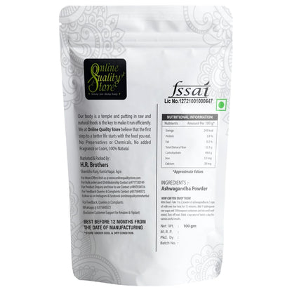 Online Quality Store Organic Ashwagandha Powder - 100g