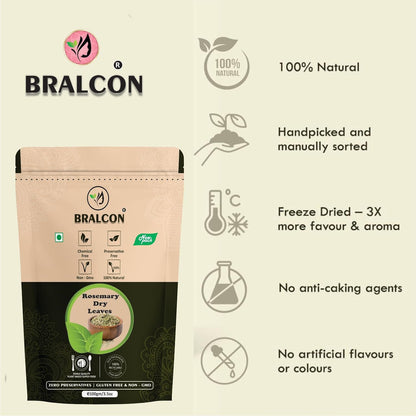 BRALCON Rosemary Dried Leaves - 100g | Rosemary Leaves for hair growth, Seasoning Food & Herbal Tea