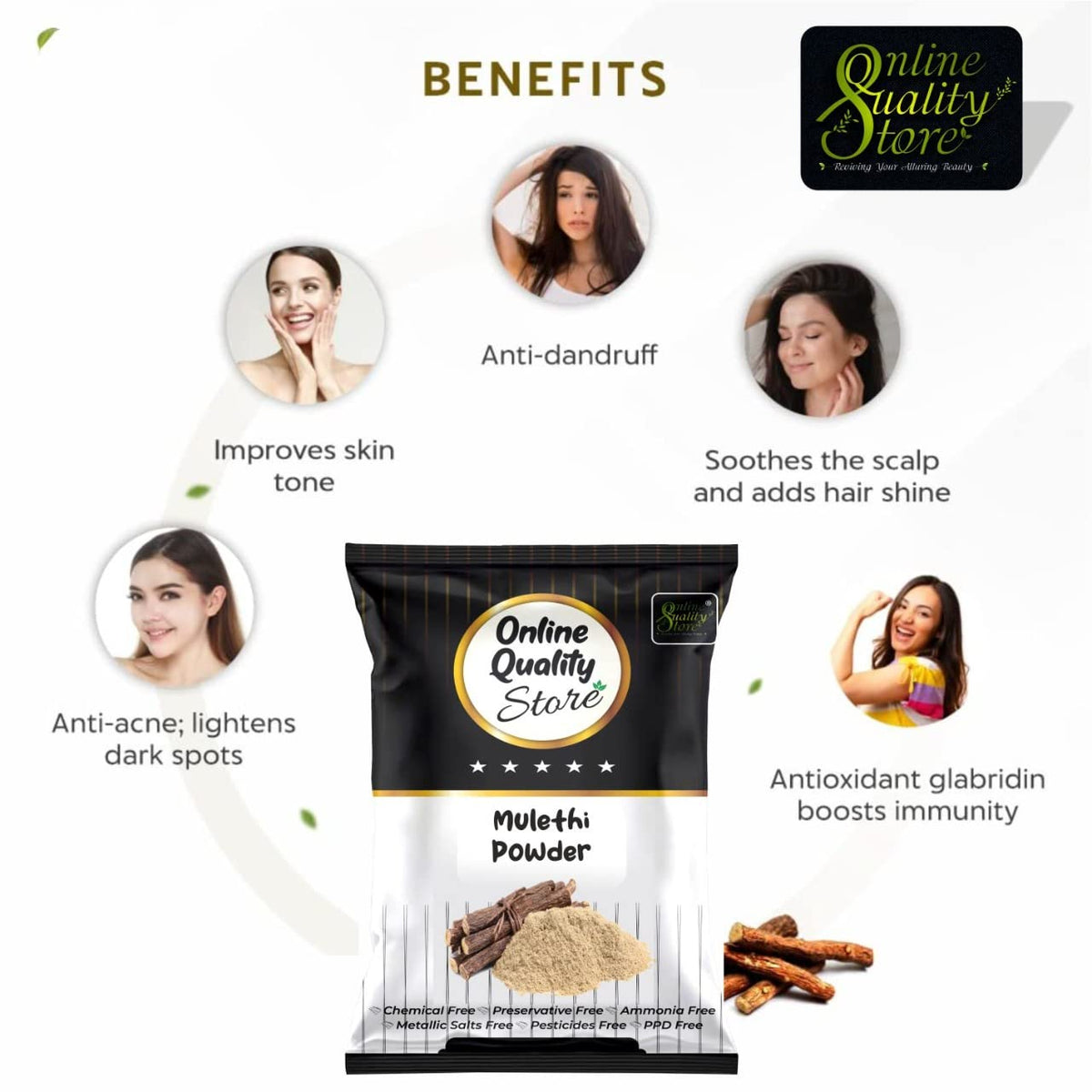 Online Quality Store Licorice (Mulethi) Powder |Yashtimadhu Powder,Liquorice Powder |glycyrrhiza glabra powder |pure mulethi powder for face,body,skin, & hair |Natural Pure Mulethi Powder best for hair and Skin care ,100g