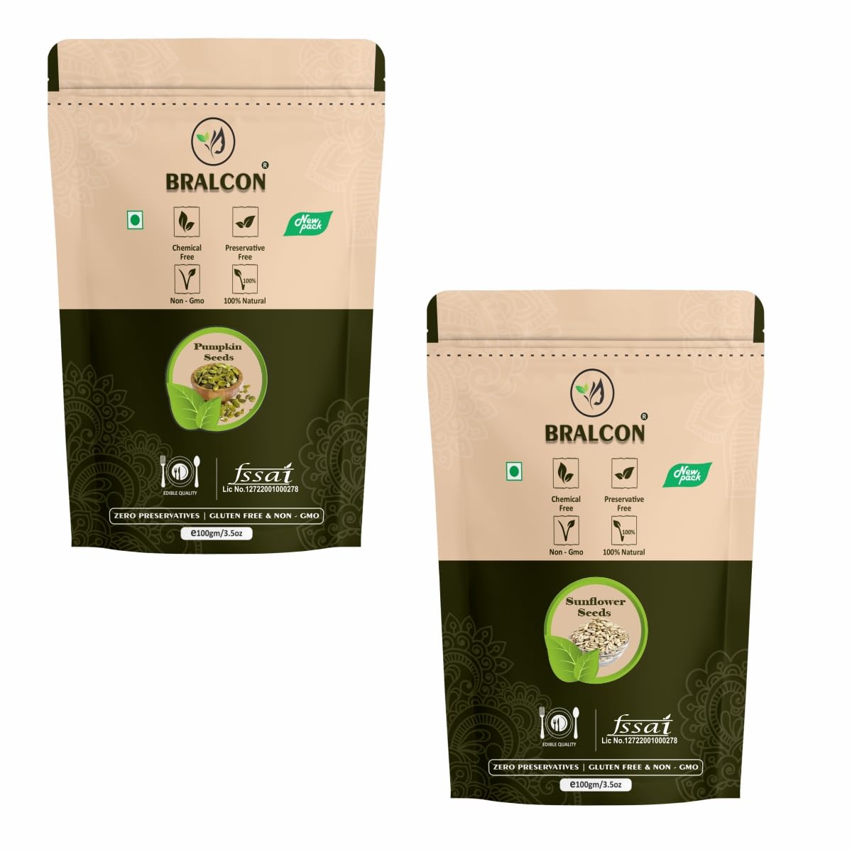 BRALCON Organic Seeds Combo (Sunflower Seeds- 100g, Pumpkin Seeds -100g)