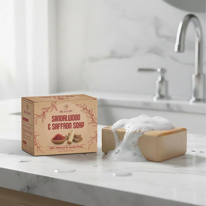 Sandalwood and Saffron Natural Luxury Soap, 100g Bars, Pack of 4, 100% Natural Ingredients