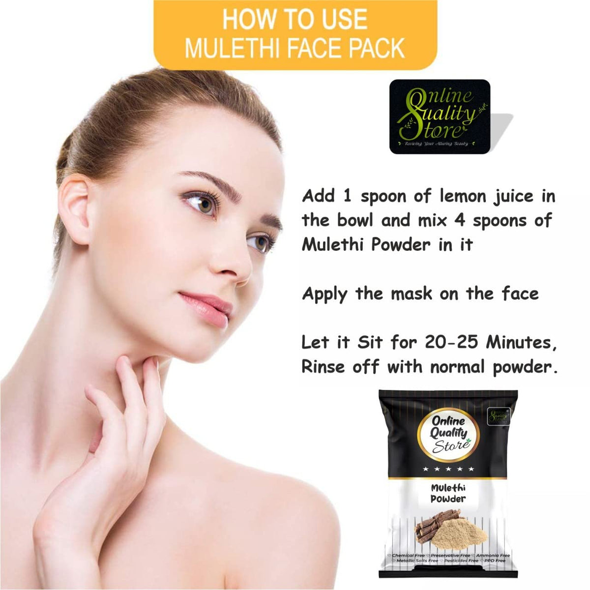 Online Quality Store Licorice (Mulethi) Powder |Yashtimadhu Powder,Liquorice Powder |glycyrrhiza glabra powder |pure mulethi powder for face,body,skin, & hair |Natural Pure Mulethi Powder best for hair and Skin care ,100g