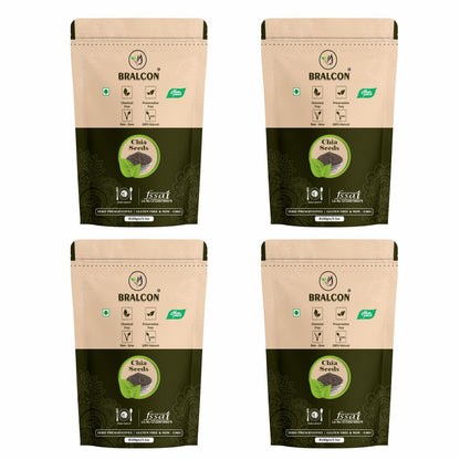 BRALCON Raw Unroasted Organic Chia Seeds - 100g(Pack of 4)