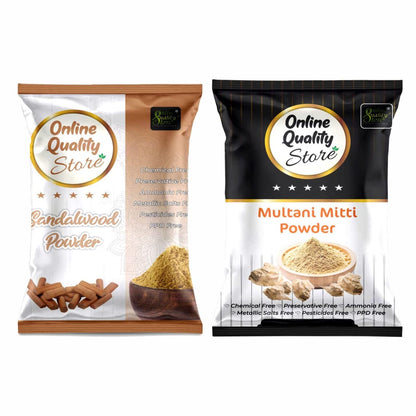 Online Quality Store Sandalwood Powder For Skin (Chandan Powder 100g) + Pure Multani Mitti Powder (150g) |sandalwood powder for face,puja,skin |Bentonite Clay |Fuller's Earth,250g Pack