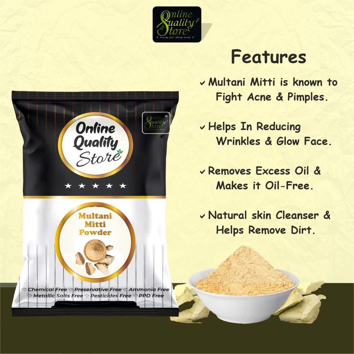 Online Quality Store herbal powder combo for hair and face (Multani mitti powder)