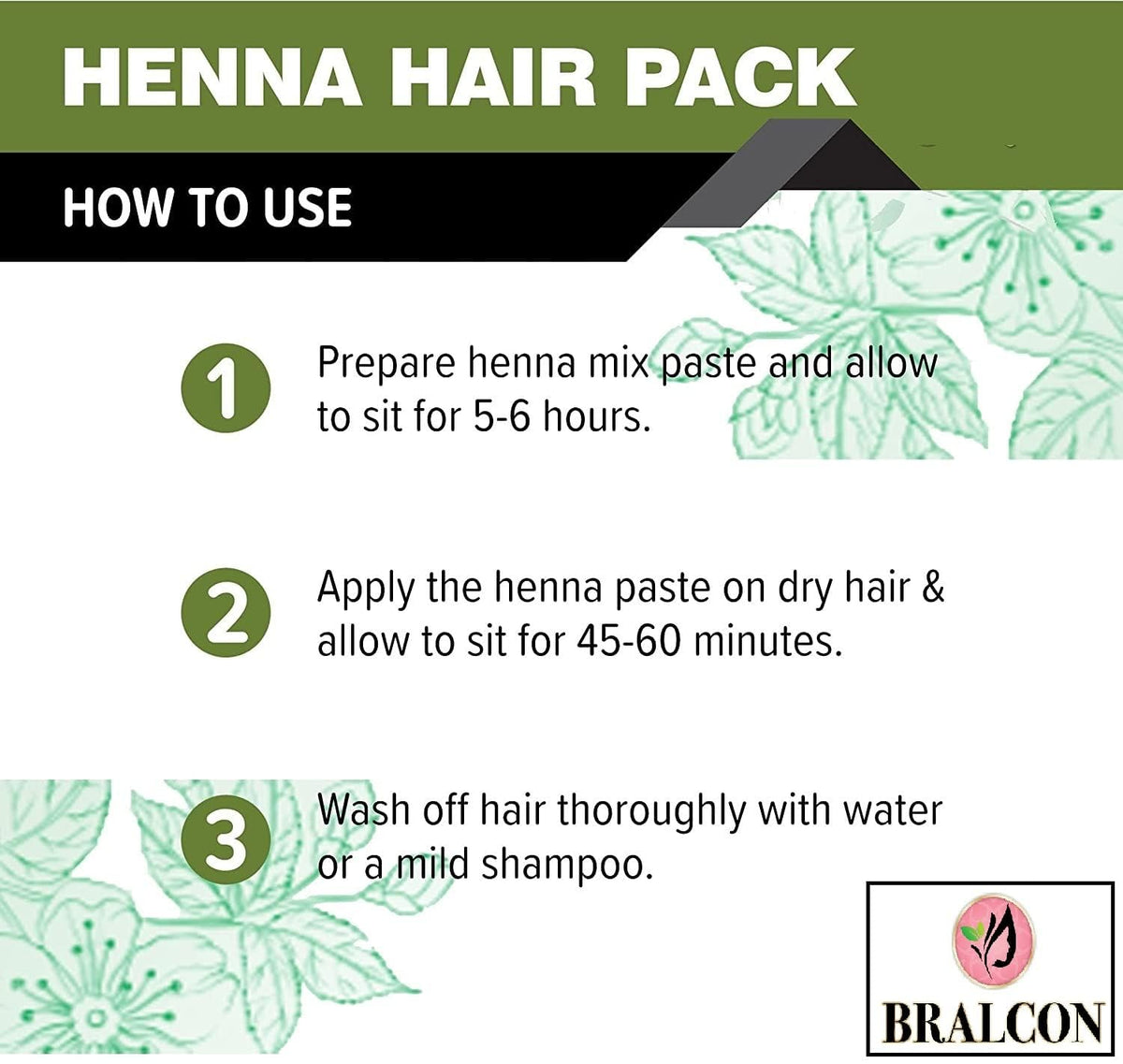 BRALCON Organic Henna Powder, Indigo Powder Combo - 200g(100g x 2 Pack)