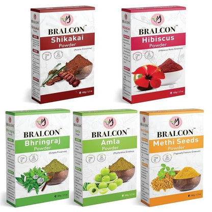 Methi, Amla, Shikakai, Bhringraj, Hibiscus Powder Combo for Face and Hair | Pack of 5 | 500gm