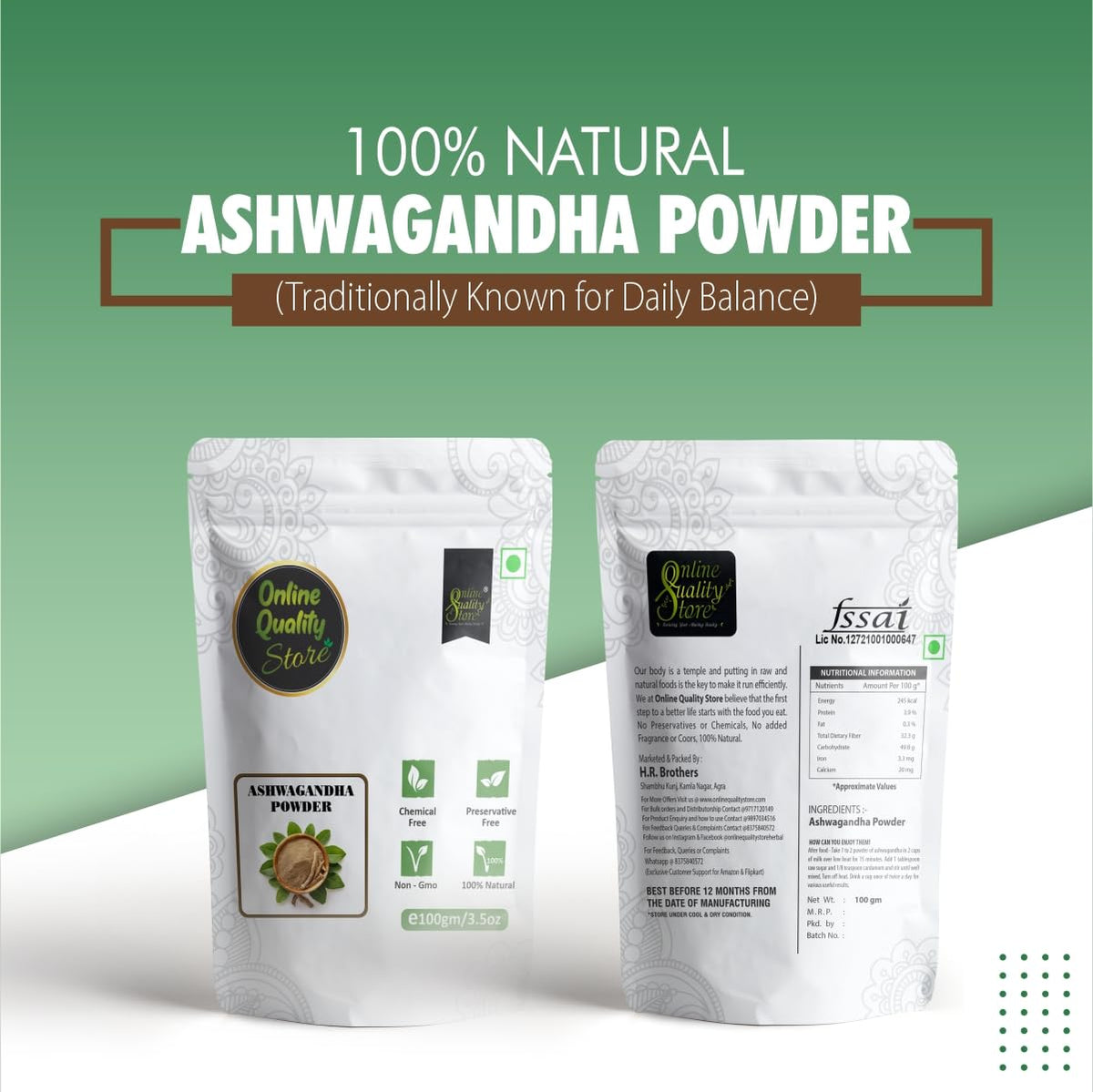 Online Quality Store Organic Ashwagandha Powder - 100g